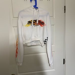 WHITE CROP TOP HOODIE SIZE XS